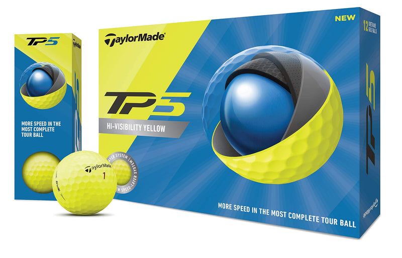 TaylorMade Unisex's TM20 TP5 Yellow dzn Golf Ball, One Size - Golf Gift