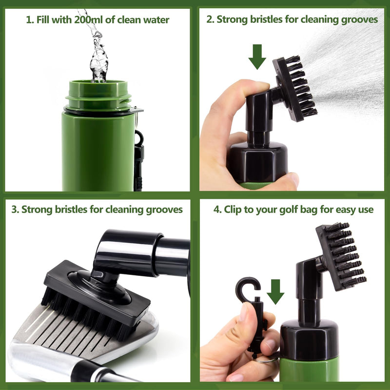 UoQo Golf Club Cleaner Brush, Golf Gifts for Men, Golf Club Brush Groove Cleaner Golf Club Cleaner, Professional Golf Ball Cleaner with Built In Water Spray Golf Accessories - Golf Gift