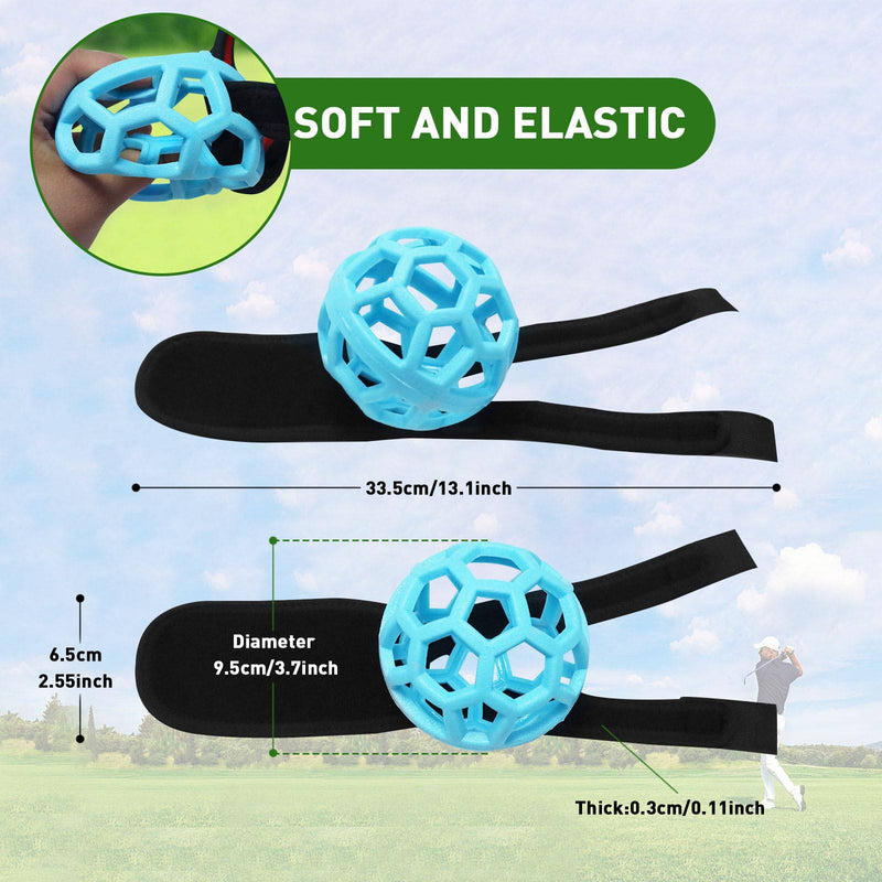 FINGER TEN Golf Swing Trainer Impact Smart Ball with Adjustable Training Wristband, Golf Posture Corrector Portable Lightweight Practice Tool for Golfer Beginner (Blue) - Golf Gift