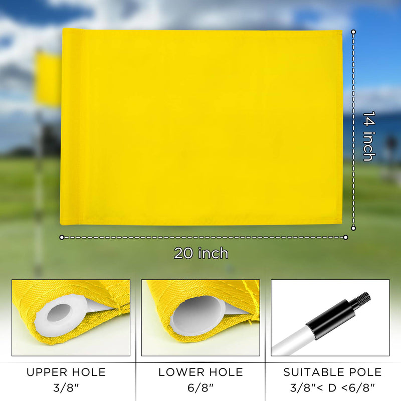 KINGTOP Golf Flag 20x14 Inch - Plain Yellow, 420D Nylon, Tube Inserted - Standard Putting Green Flags for Backyard Practice, Golf Courses, Country Club, 1-Pack - Golf Gift