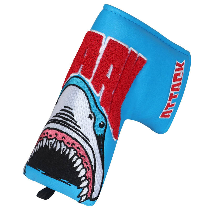 Golf Putter Blade Club Head Cover Pingtype Magnetic Blue PU Leather Towel Embroidery Process Shark Embroidery - Golf Gift