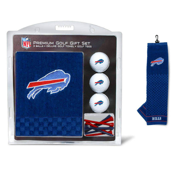 TEAM GOLF NFL Buffalo Bills Embroidered Golf Towel, 3 Golf Ball, and Golf Tee Set Gift Set Embroidered Golf Towel, 3 Golf Balls, and 14 Golf Tees 2-3/4" Regulation, Tri-Fold Towel 16" x 22" & 100% - Golf Gift