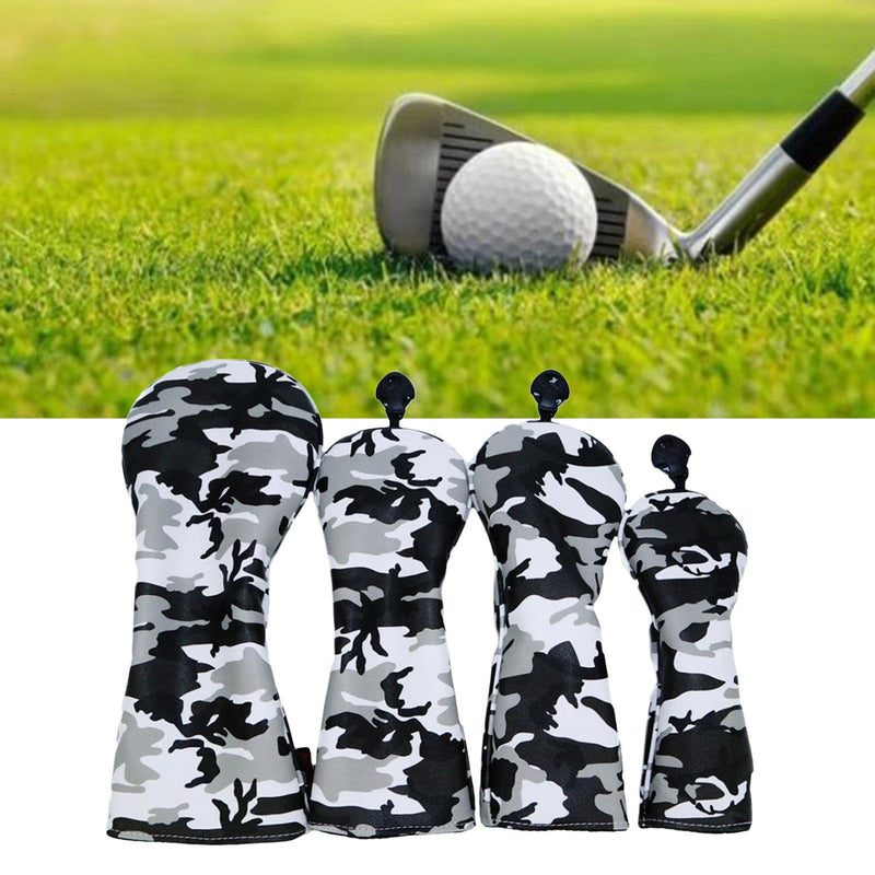 F Fityle Waterproof Golf Club Head Cover Wood Driver Headcover Black Pattern with Number Tag, 4PCS No 1 3 5 UT - Golf Gift