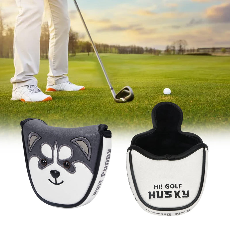 Husky Golf Head Covers for Driver and Fairway Wood Golf Club Water-Proof Protector for Mallet Putter Synthetic Leather Golf Club Head Cover (802-Mallet Putter) - Golf Gift