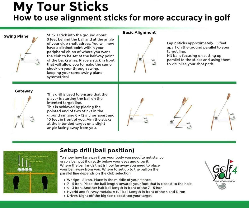 Golf Training Sticks | New Improved Design Set of 2 Orange Golf Alignment Sticks. Includes 2 Connectors, Unique Size 38 inches | An Essential Multifunctional Golf Tool for your Golf Practice Sessions - Golf Gift