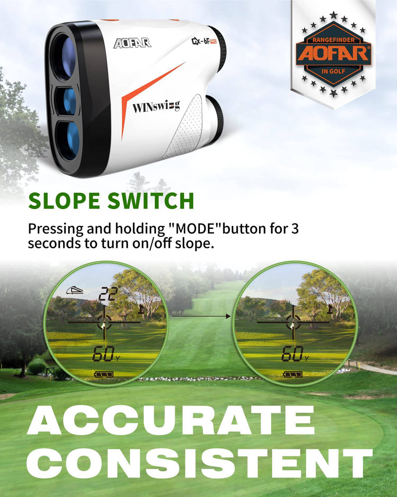 AOFAR GX-6F PRO Golf Rangefinder with Slope On/Off, 600 Yards Range finder with Continuous Scan, Flag Lock with Vibration, Range Finder Golf Devices for Golfers, 6X Magnification High-Precision - Golf Gift