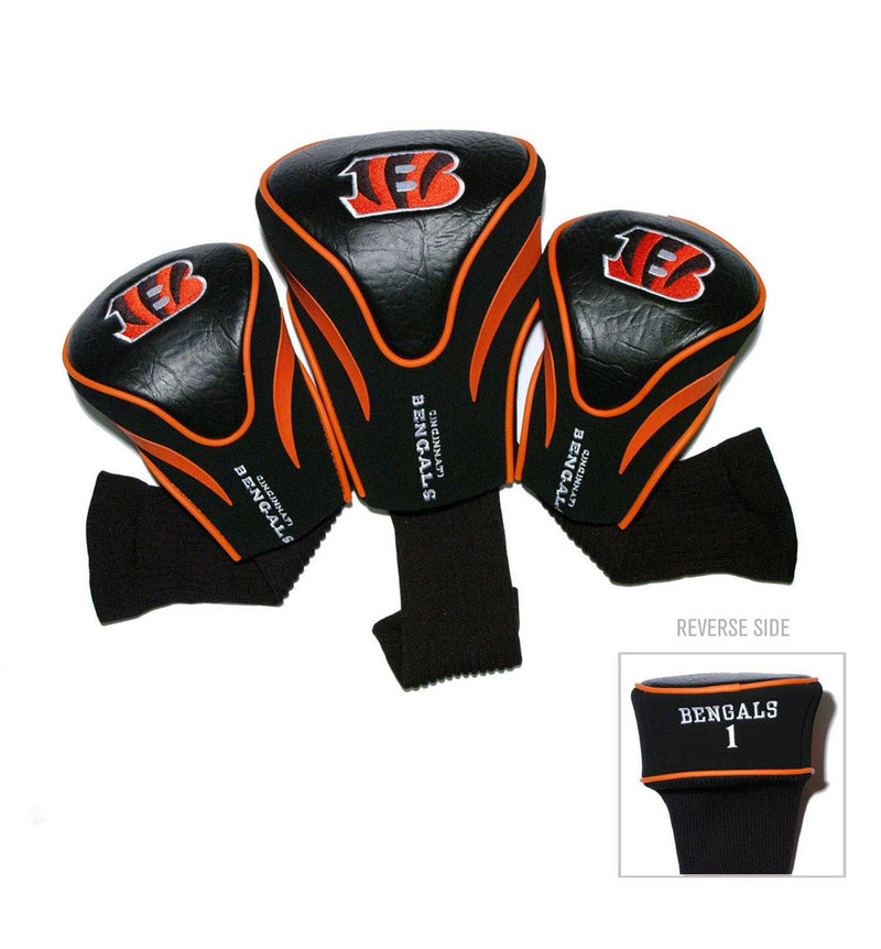 Team Golf NFL Cincinnati Bengals Contour Golf Club Headcovers (3 Count) Numbered 1, 3, & X, Fits Oversized Drivers, Utility, Rescue & Fairway Clubs, Velour lined for Extra Club Protection - Golf Gift