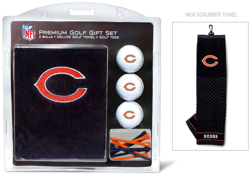 Team Golf NFL Chicago Bears Gift Set: Embroidered Golf Towel, 3 Golf Balls, and 14 Golf Tees 2-3/4" Regulation, Tri-Fold Towel 16" x 22" & 100% Cotton - Golf Gift