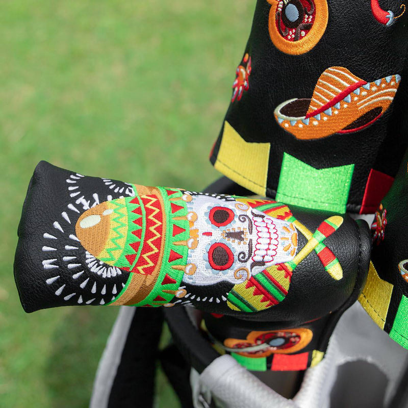 Golf Wood Head Covers Driver Cover 3 Wood Headcover Hybrid Head Covers Embroidery Sugar Skull Design Golf Club Headcovers Leather Hand-Made Wood Head Cover (3pcs(DR+FW+UT)) - Golf Gift