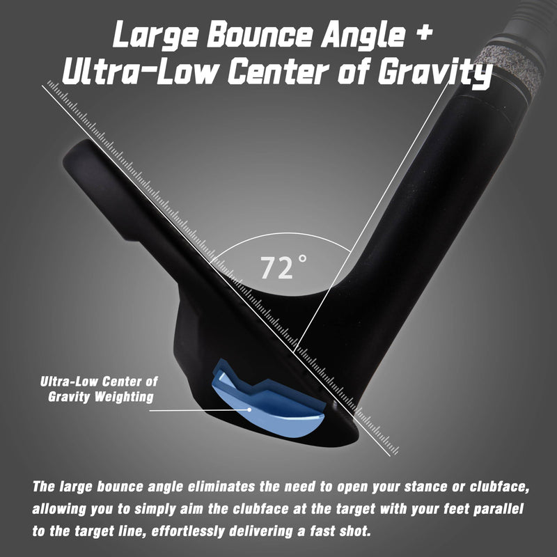 PGM Right Handed Wedge - 72 Degrees Premium Sand Wedge, Lob Wedge for Men & Women - CNC Textured - Bunker Buster Escape Bunkers and Save Strokes Around The Green-High Loft Golf Club - Golf Gift