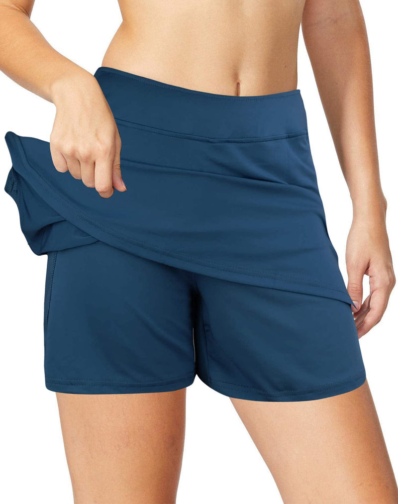 Jhsnjnr Women's Athletic Skorts Lightweight Active Skirts with Shorts Pockets Golf Tennis Workout Sports Navy Blue - Golf Gift