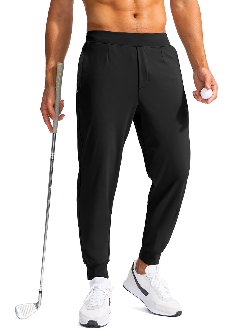 G Gradual Men's Golf Joggers Pants with Zipper Pockets Stretch Sweatpants Slim Fit Track Pants Joggers for Men Work Running, Black, Medium - Golf Gift