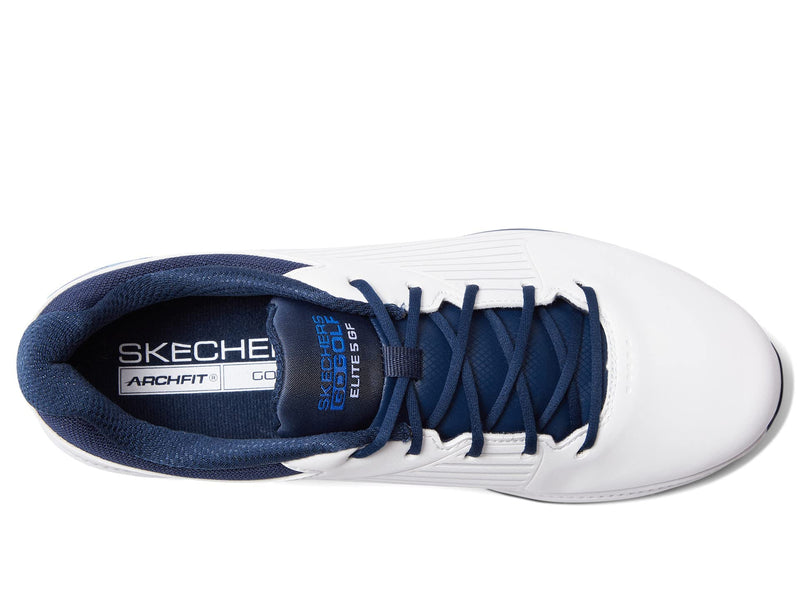 Skechers Mens Shoe-GO Golf Elite 5 GF Sneaker, White Synthetic/Navy Trim, 10 UK - Golf Gift