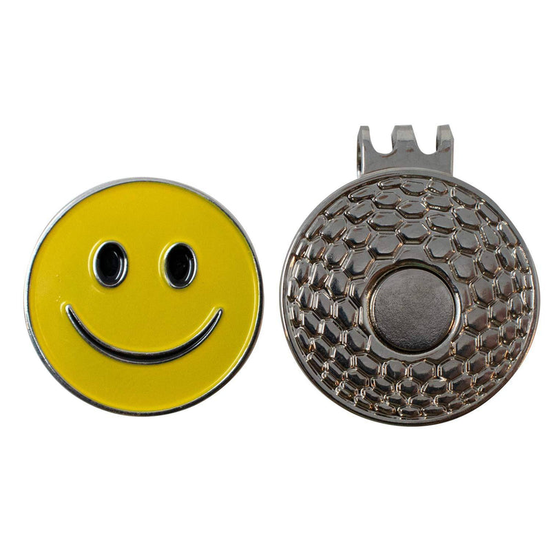 DA VINCI Magnetic Golf Hat Clip with 1 Inch Embossed Metal Golf Ball Marker (Smiley Face) - Golf Gift