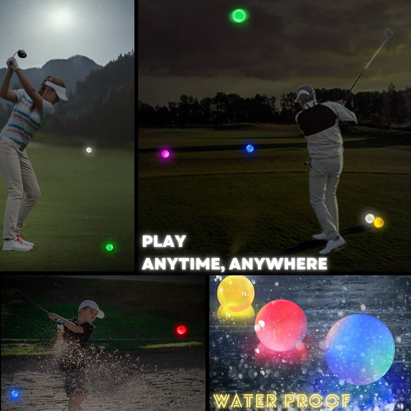 SUOHUI Glow In the Dark Golf Balls, Long Lasting Bright LED Golf Balls, 6 Colors Personalized Golf Balls Gift 6 Pack - Golf Gift