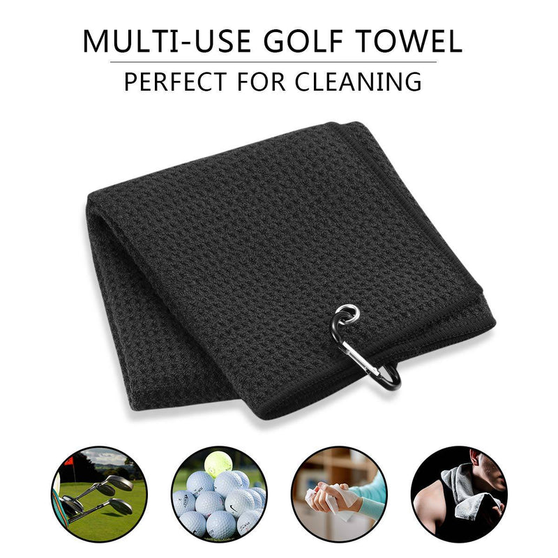 pzihao Golf Club Brush and Microfibe Towel Kit, with Carabiner Clip Waffle Pattern Golf Cleaning Tool, Golf Cleaniner Set Golf Gifts for Men - Golf Gift