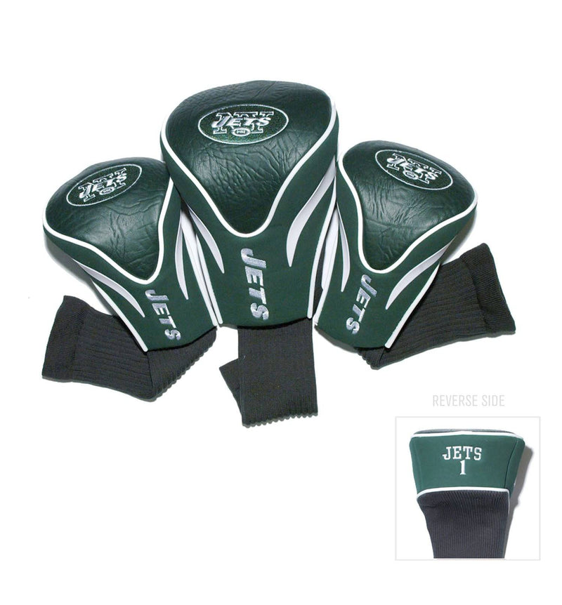 Team Golf NFL New York Jets Contour Golf Club Headcovers (3 Count) Numbered 1, 3, & X, Fits Oversized Drivers, Utility, Rescue & Fairway Clubs, Velour lined for Extra Club Protection - Golf Gift