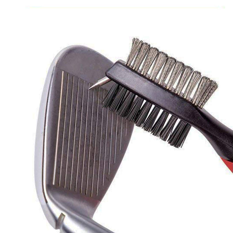 Golf Club Brush and Club Groove Cleaner, Nylon & Steel Brush Golf Clean tool with Retractable Zip-line, Aluminum Carabiner-Lightweight/Ergonomic Design/Easily Attaches to Golf Club Bag - Golf Gift