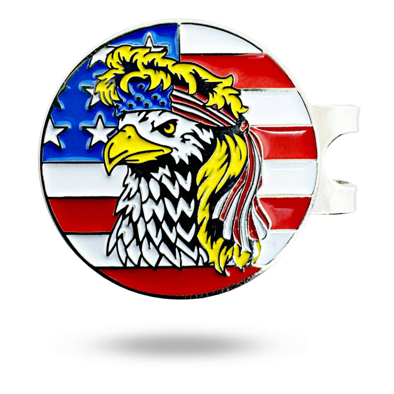 Bald Eagle Bandana Golf Ball Marker and Hat Clip - American Flag Bald Eagle Golf Ball Markers and Hat Clip - Magnetic Novelty America Golf Ball Marker Hat Clip - USA Golf Ball Markers and Hat Clip - Golf Gift