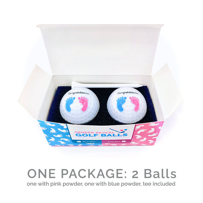 Gender Reveal Exploding Golf Balls Set for Gender Reveal Parties - ONE Wooden Tee, ONE Pink and ONE Blue Powder Filled Exploding Gender Reveal Golf Ball Included in Each Set (X-Large - Pink/Blue) - Golf Gift