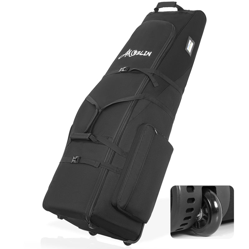 AKOZLIN Travel Golf Bag for Flying Golf Travel Covers with Wheels 900D Heavy Duty Oxford Padded Foldable Golf Travel Case Soft-Sided for Airlines Wear-Resistant and Waterproof,Black - Golf Gift