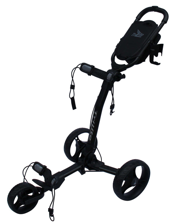 Axglo TriLite 3-Wheel Push Golf Trolley Black/Black + 2 Free Accessories - Golf Gift