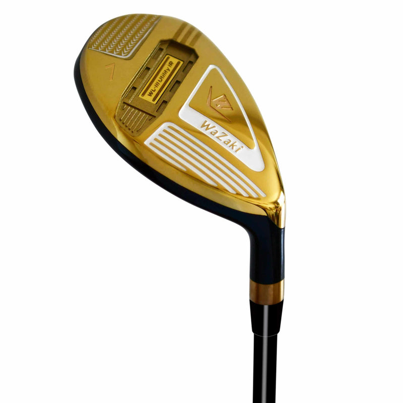 Japan Wazaki Hybrid Iron USGA R A Rules Single Golf Club,with Headcover,WLIII Model,Gold Finish,Adjustable,No 7, 29 Degree,Mens Stiff Flex,65g Graphite Shaft,0.6 Grip,Right Handed - Golf Gift