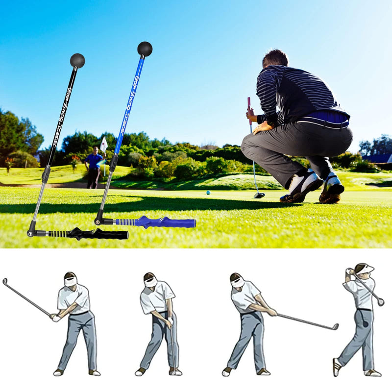 Golf Swing Trainer Aid Adjustable Golf Alignment Stick, Golf Trainer Aid Foldable Golf Aids Swing Trainer, Swing Trainer Golf Forearm Rotation Golf Training Aid For Beginner Professional (Black Right) - Golf Gift