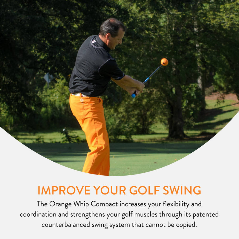 Orange Whip Compact Golf Swing Trainer Aid for Improved Rhythm, Flexibility, Balance, Tempo, and Strength |Orange|35.5" - Golf Gift