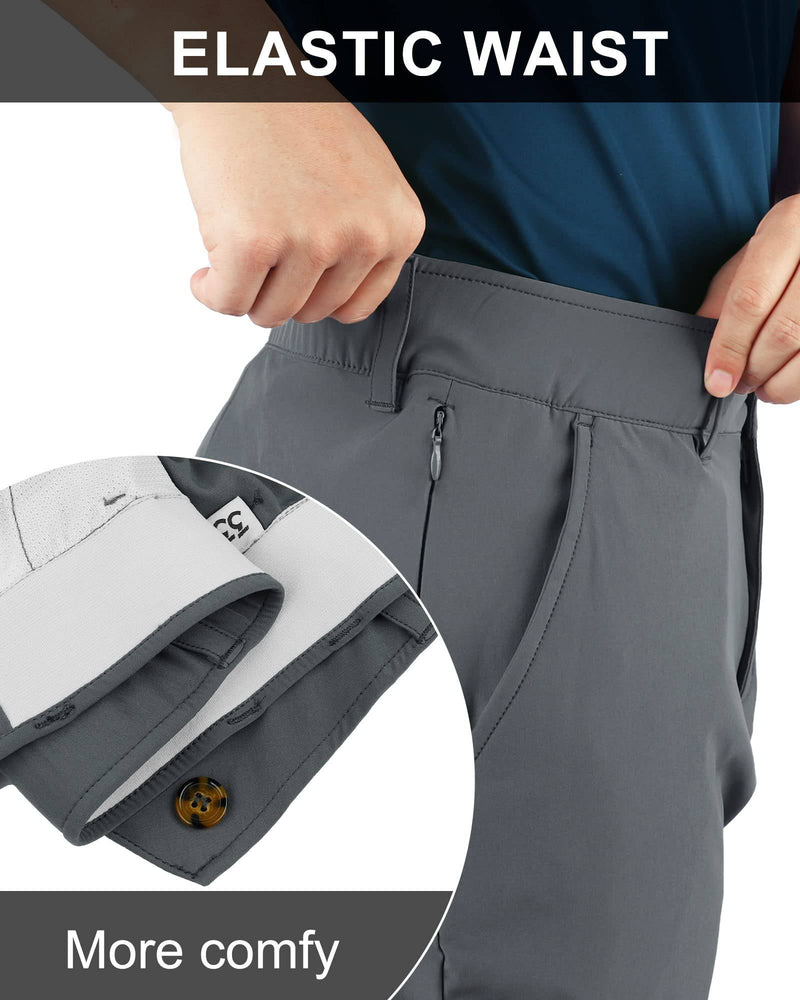 33,000ft Men's Golf Trousers Lightweight Golf Pants Stretch Quick Dry Breathable Work Causual Pants for Golfing with Pockets Grey 34W *30L - Golf Gift