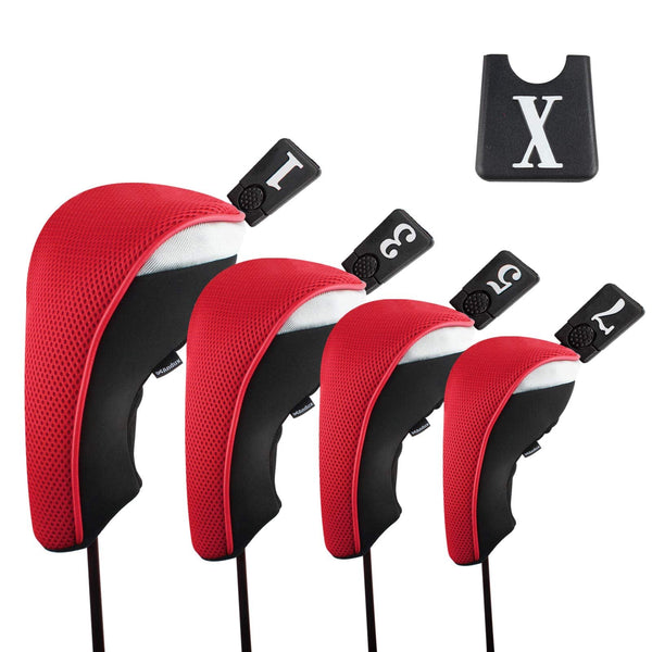 Andux 4pcs/Set Golf 460cc Driver Fairway Wood Club Head Covers Red - Golf Gift