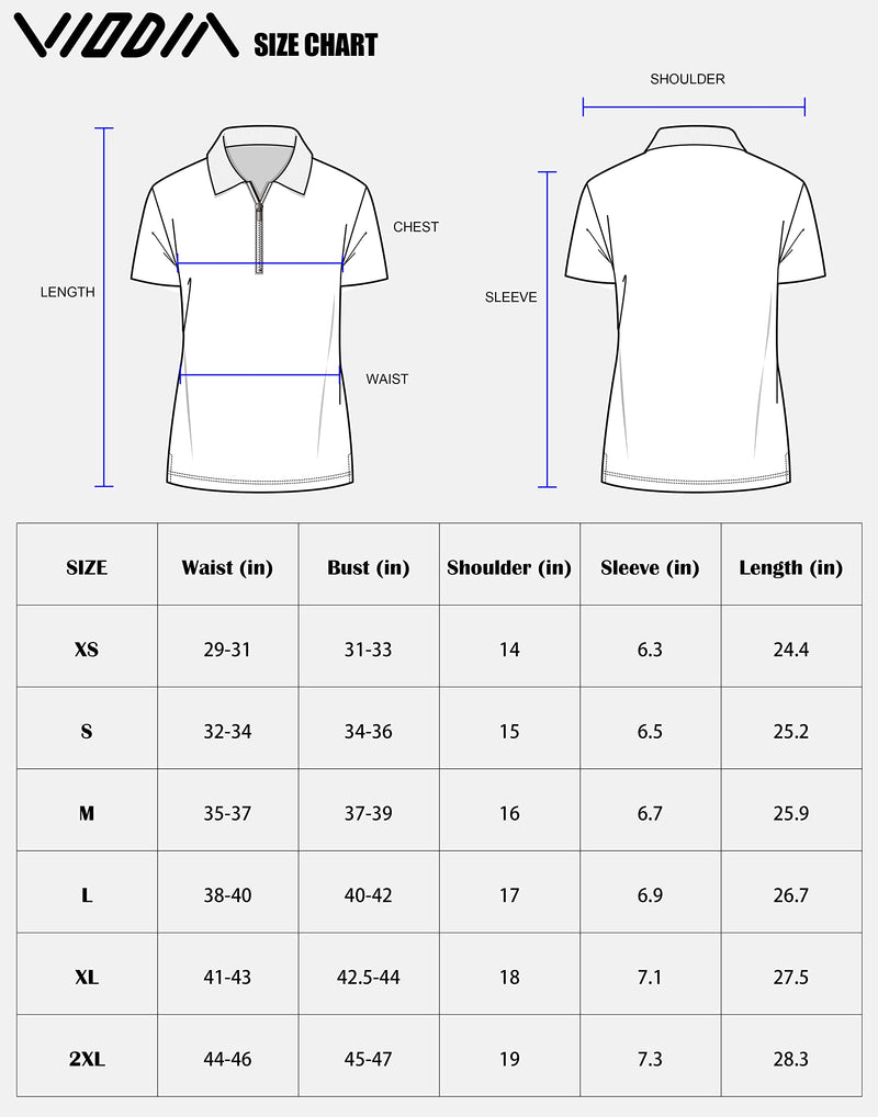 Viodia Women's Golf Shirt Short Sleeve with Zip Up Quick Dry Stretch Tennis Collared Polo Shirts for Women Golf Clothes, Black Dot, S - Golf Gift