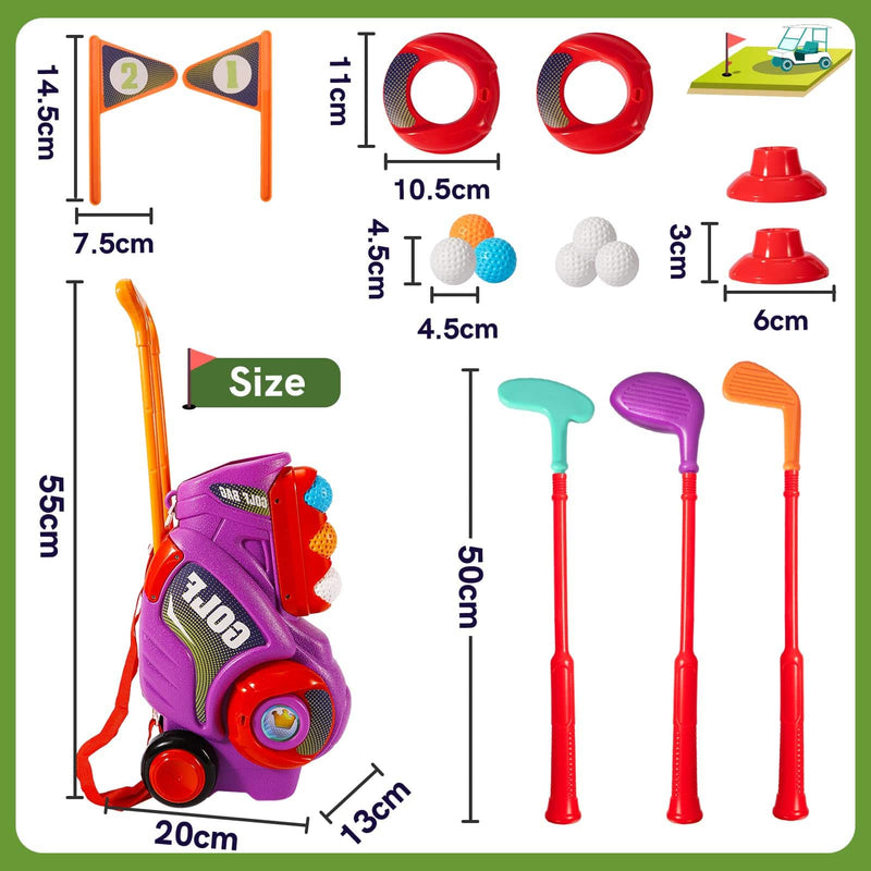 HERSITY Kids Golf Set, Garden Golf Clubs Toddler, Sports Toys Outdoor Indoor Games for Children Boys Girls 3 4 5 6+ Years Old Gifts - Golf Gift