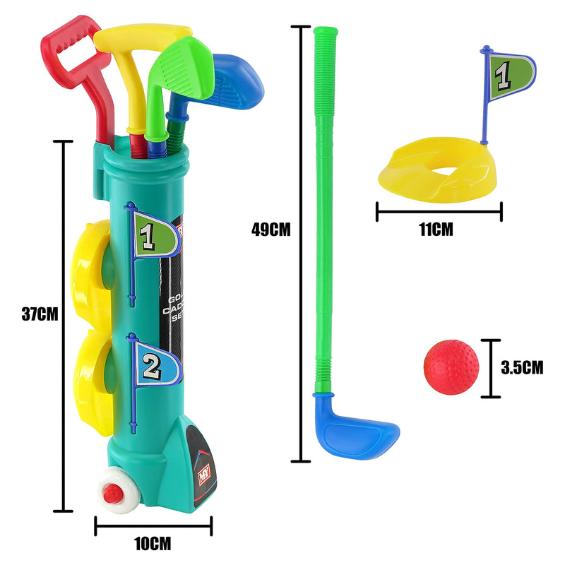 MTS Childs Junior Golf Caddy Set Balls Clubs Trolley Kids Outdoor Garden Game Toy - Golf Gift