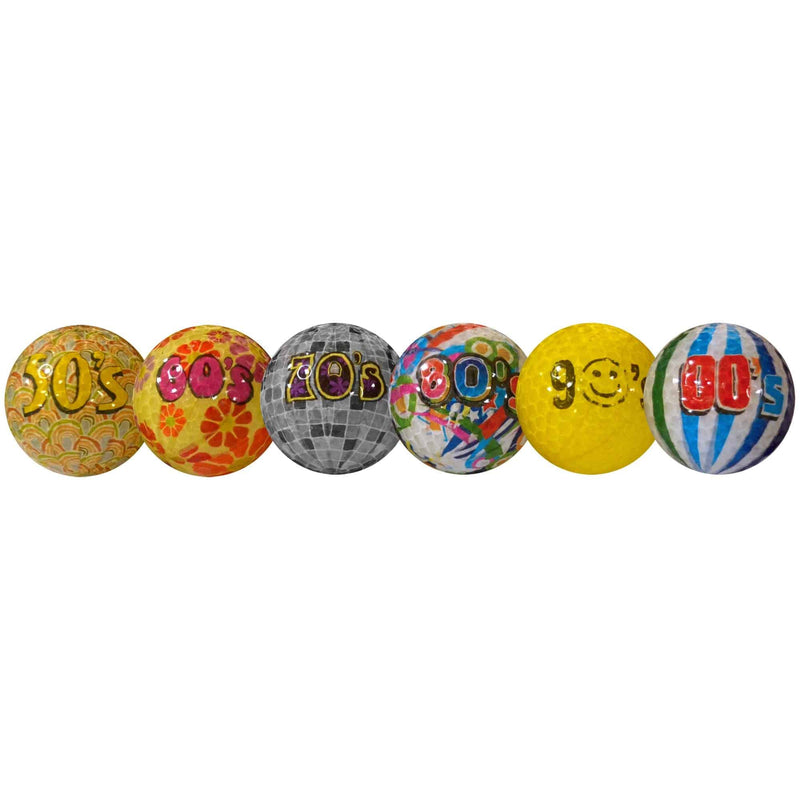 Longridge Decades Novelty Golf Balls (Pack of 6) - Mixed - Golf Gift