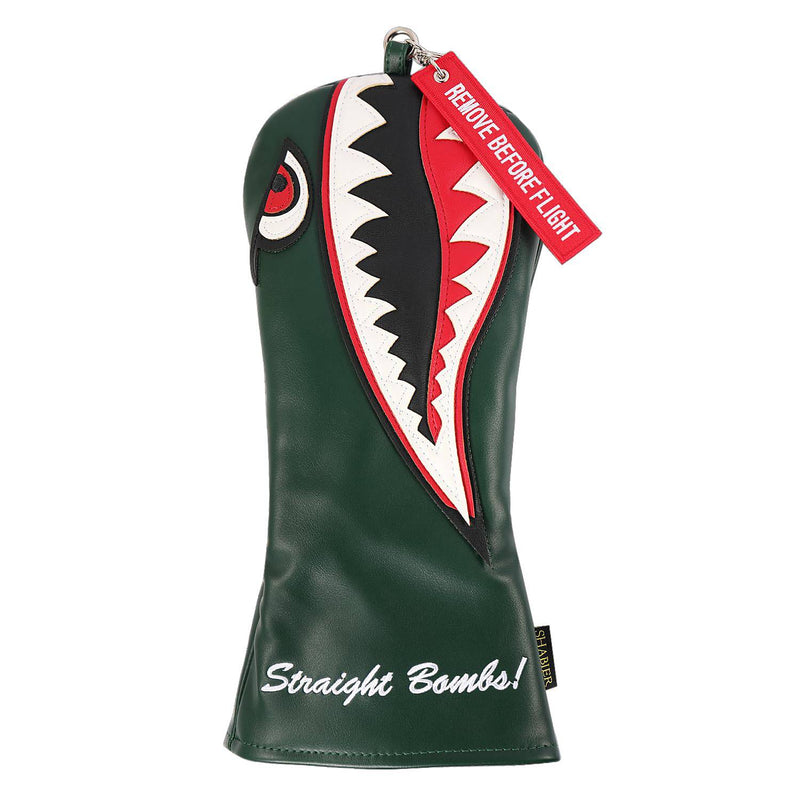 SHABIER New War Shark Flying Tiger Warshark Golf Driver Headcover for Taylormade M3 M4 M5 M6 SIM Golf Club(Green Driver+Fairway+Hybird) - Golf Gift