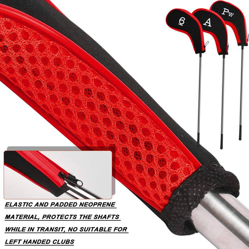 N/A 13Pcs Golf Iron Head Cover with Golf Club Brush,Number Print with Long Zipper Neck,Golf Iron Protector Wedge Headcovers,for Nike,Callaway,Taylormade,Titleist(Red), OneSize,158124 - Golf Gift