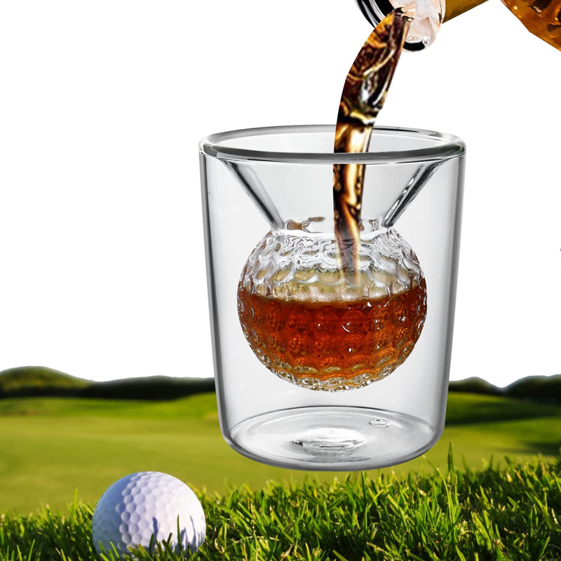 Golf Gifts for Mens Golfers, Whiskey Glasses with Golf Ball Shape Embedded Unique Rum Golf Glass Novelty Whisky Glasses Perfect Drinking Accessory and Home Bar Party Game Birthday Golf Gift