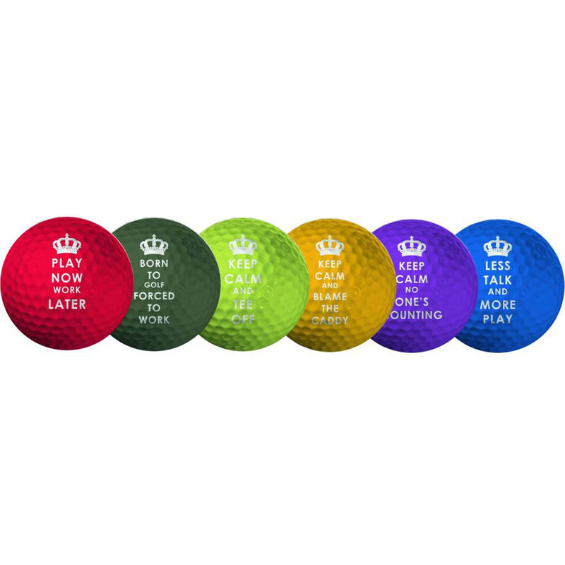 Longridge Keep Calm Novelty Golf Balls (Pack Of 6) - Various, - Golf Gift