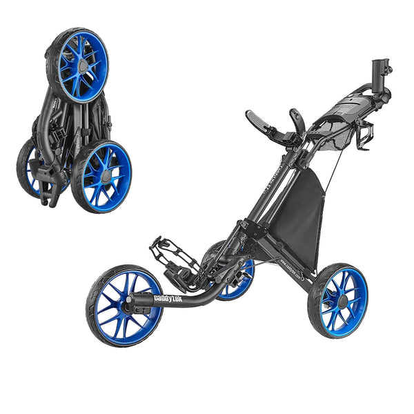 CaddyTek Unisex Caddylite V8 EZ-fold 3 Wheel Golf Push Cart Version 8, Blue, Blue - Golf Gift