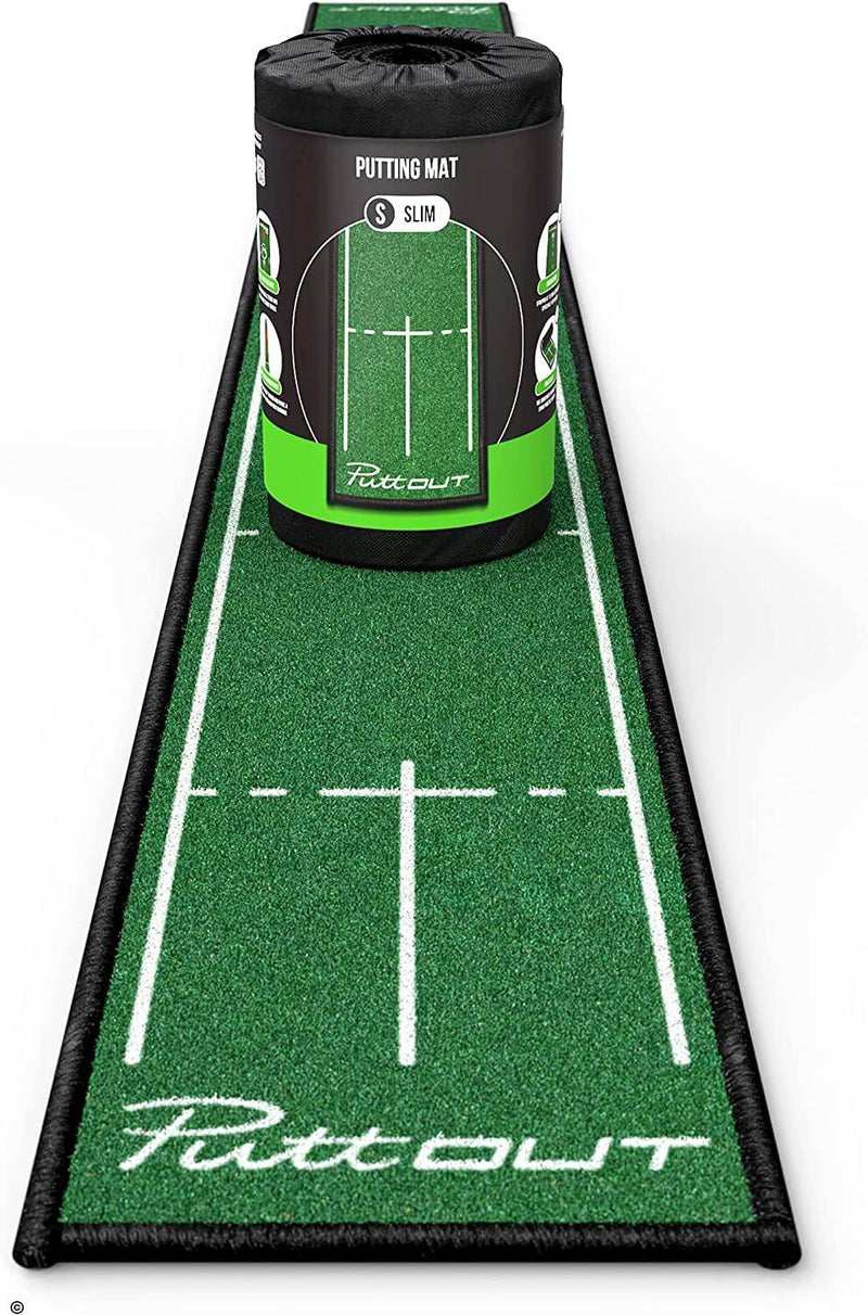 PuttOut Slim Golf Putting Mat, 240cm x 25cm,Green - Golf Gift