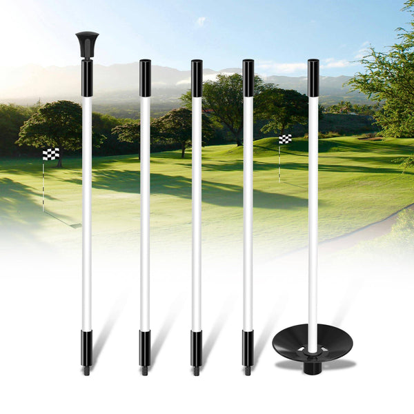 KINGTOP 6ft Golf Flagpole - Portable 5-Section Design with Ball Retrieval Base - Perfect for Home Backyard Practice Putting Greens and Country Clubs, 1-Pack - Golf Gift