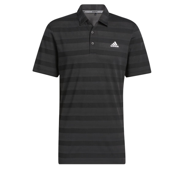 adidas Golf Mens Two Colour Stripe Polo Shirt - Black/Grey Six - M - Golf Gift