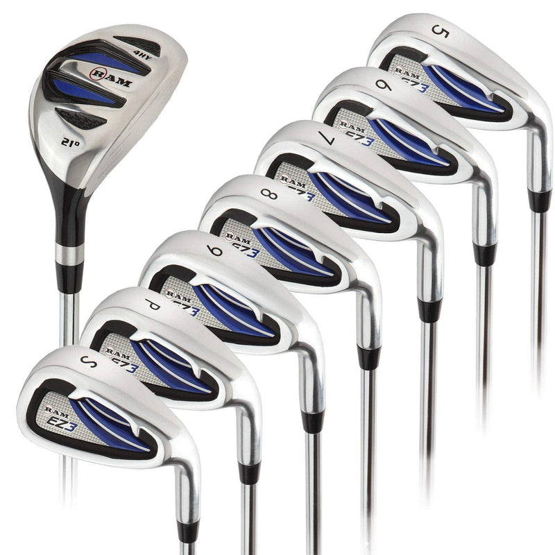 Ram Golf EZ3 Mens Right Hand Iron Set 5-6-7-8-9-PW-SW - HYBRID INCLUDED - Golf Gift