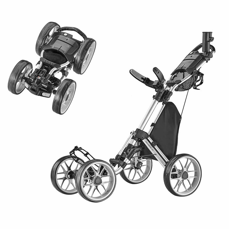 Caddytek 4 Wheel Golf Push Cart - Caddycruiser One Version 8 1-Click Folding Trolley - Lightweight, Compact Pull Caddy Cart, Easy to Open - Golf Gift