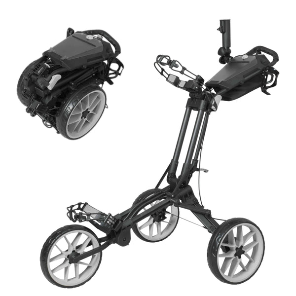 Newfly 3 Wheel Golf Push Cart Compact Semi-Auto Folding and Unfolding,Ultra Lightweight Smallest Folding Size, New-Version Scorecard Holder - Golf Gift