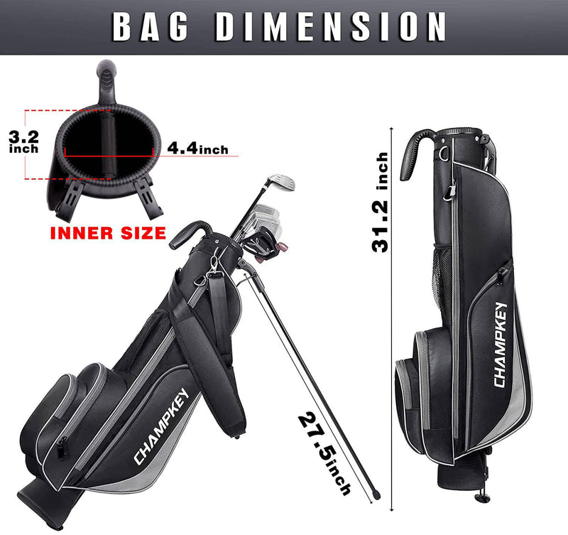 CHAMPKEY Lightweight Golf Stand Bag | Professional Pitch Golf Bag Ideal for The Driving Range, Par 3 and Executive Courses（Golf Stand Bag 2.0） - Golf Gift