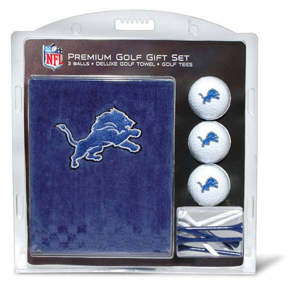 Team Golf NFL Detroit Lions Embroidered Golf Towel, 3 Golf Ball, and Golf Tee Set Gift Set Embroidered Golf Towel, 3 Golf Balls, and 14 Golf Tees 2-3/4" Regulation, Tri-Fold Towel 16" x 22" & 100% - Golf Gift