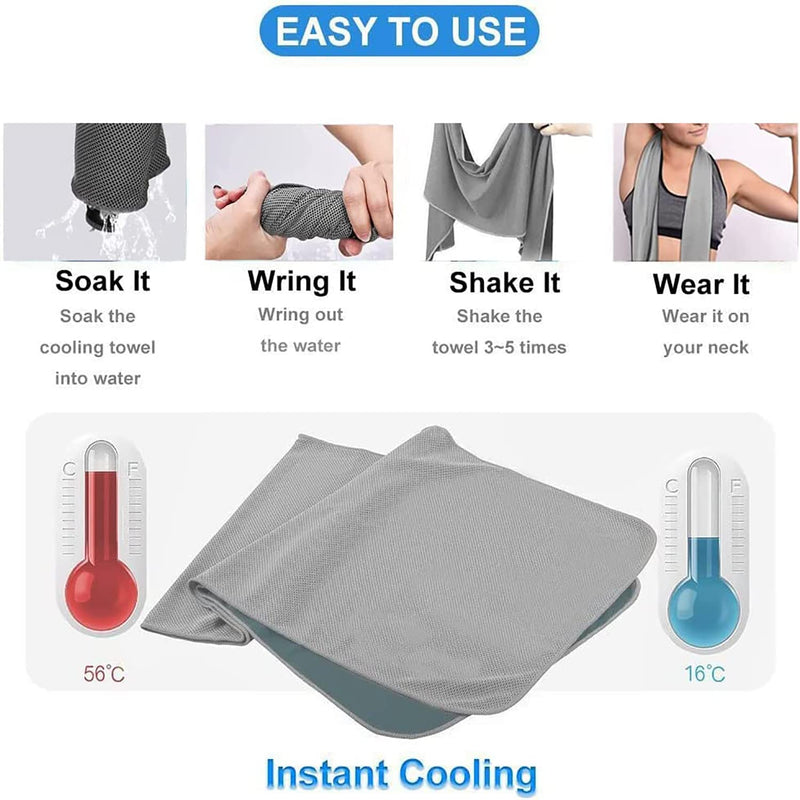 4 Packs Cooling Towel (40"x12"),Ice Towel,Soft Breathable Instant Towel,Microfiber Cool Towel for Yoga,Golf,Sport,Gym,Workout,Camping,Fitness,Outdoor &More Activities Blue/Lake Blue/Dark Grey/Rose red - Golf Gift