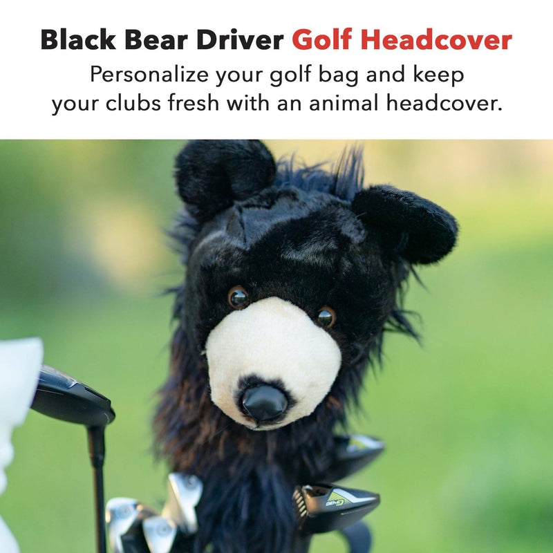 Daphne's Bear Driver/Fairway Wood Head Cover - Black - Golf Gift